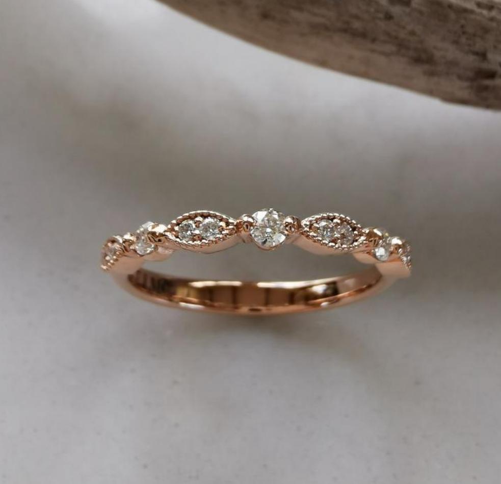 9ct Vintage Lace Diamond Band - Elegant and Timeless