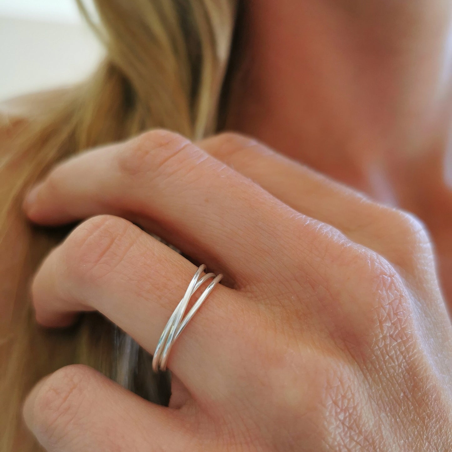 Silver Russian Ring Consisting of 3 x 1mm Wire Bands