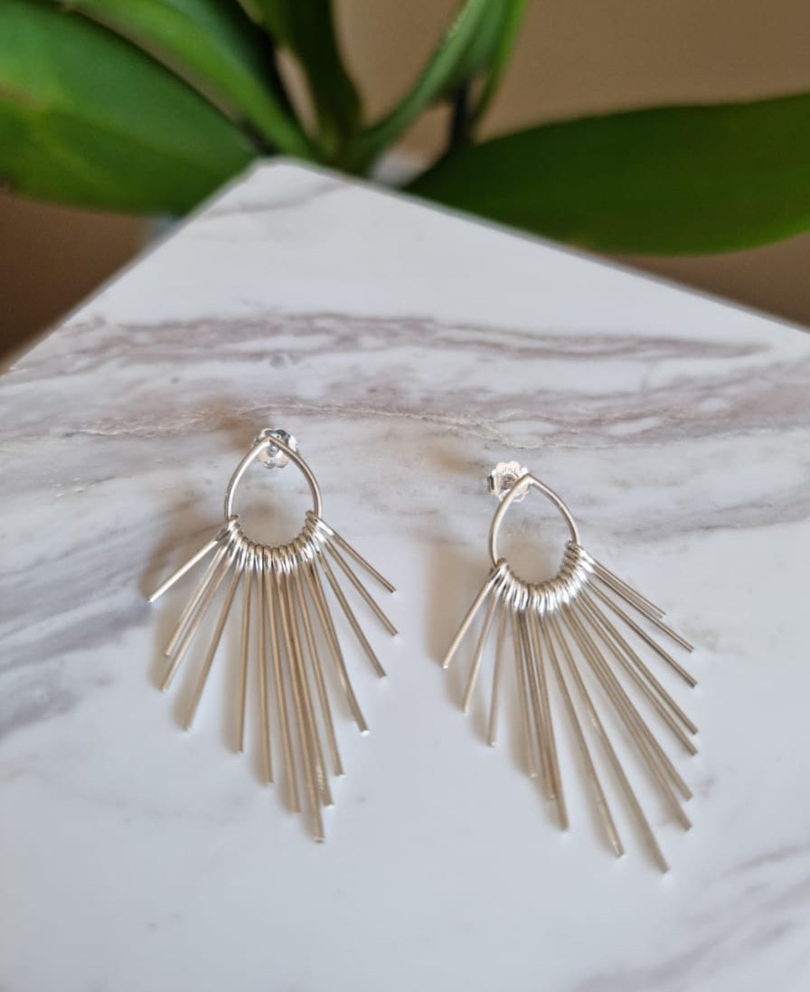 Boho Style Sterling Silver Tassel Earrings
