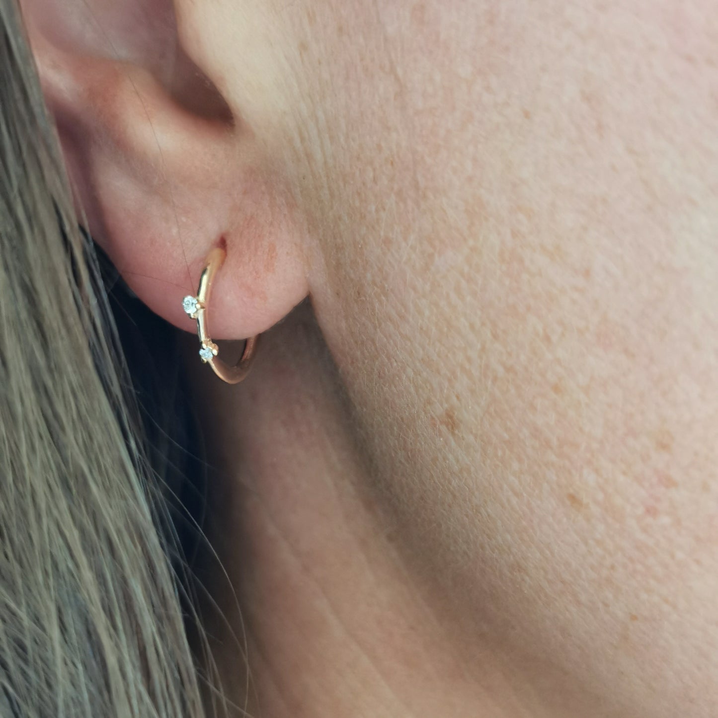 Unique 9ct Gold and Diamond Hoops