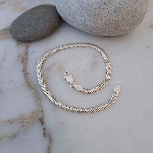 Thick & Durable Sterling Silver Collar Bracelet and Anklet