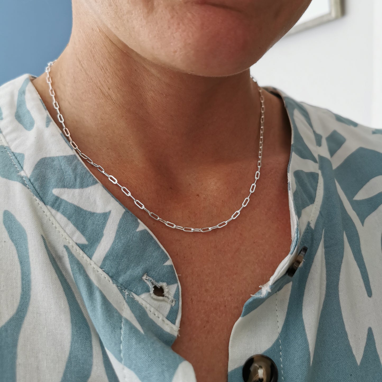 Modern Silver Paperclip Bracelet or Anklet