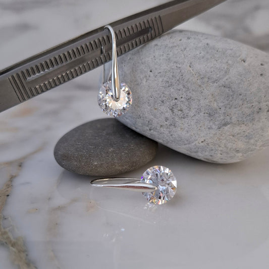The Michelle Drops - Sleek & Sparkly Short Drop Earrings - Gold, Silver & Rose Gold