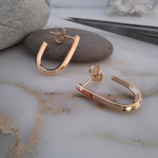 9ct Gold Knife Edge Hollow Hoops