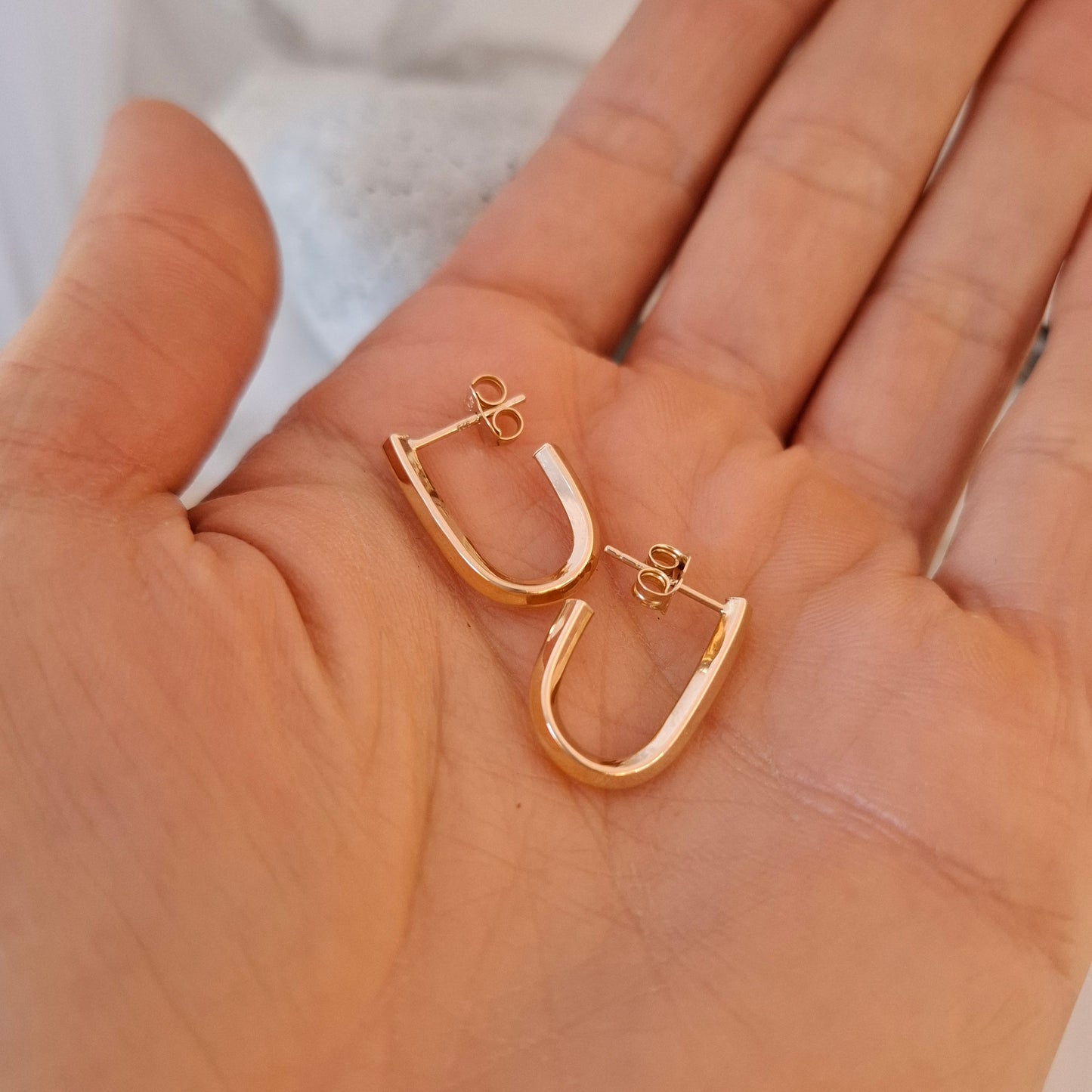 9ct Gold Knife Edge Hollow Hoops