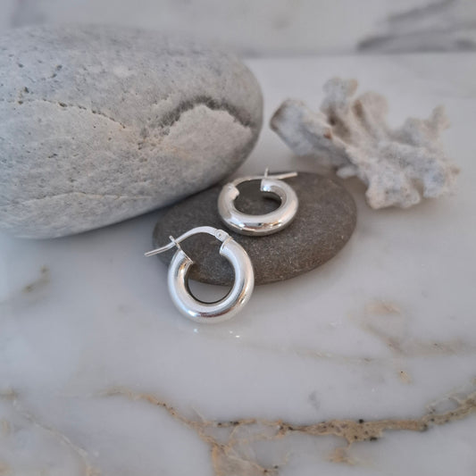 Chunky Solid Silver Hoops - 4mm Thick
