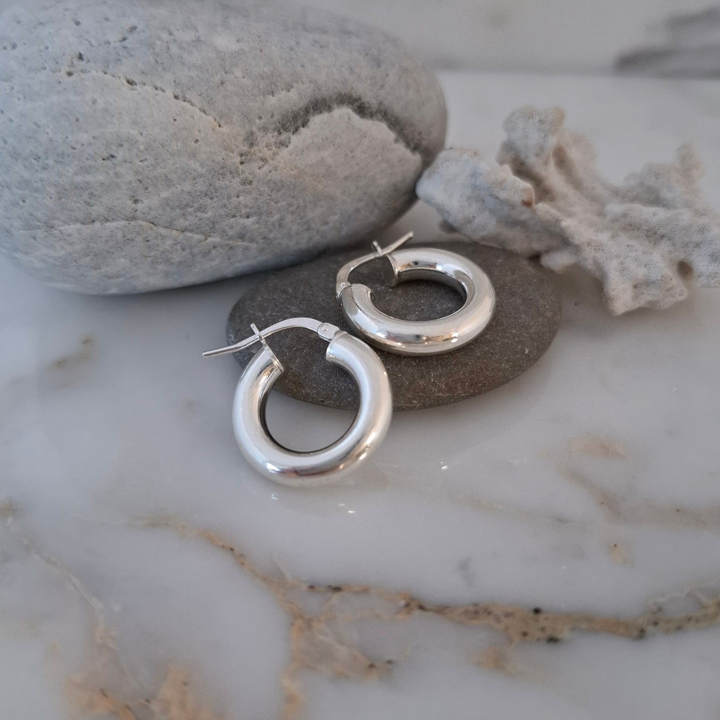 Chunky Solid Silver Hoops - 4mm Thick