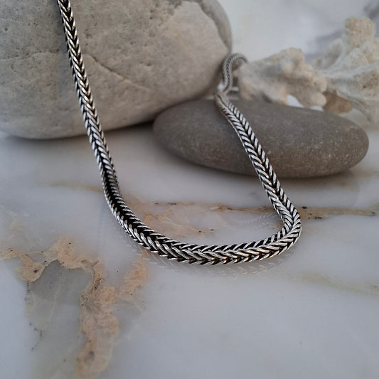Vintage Silver Oxidised Foxtail Chain