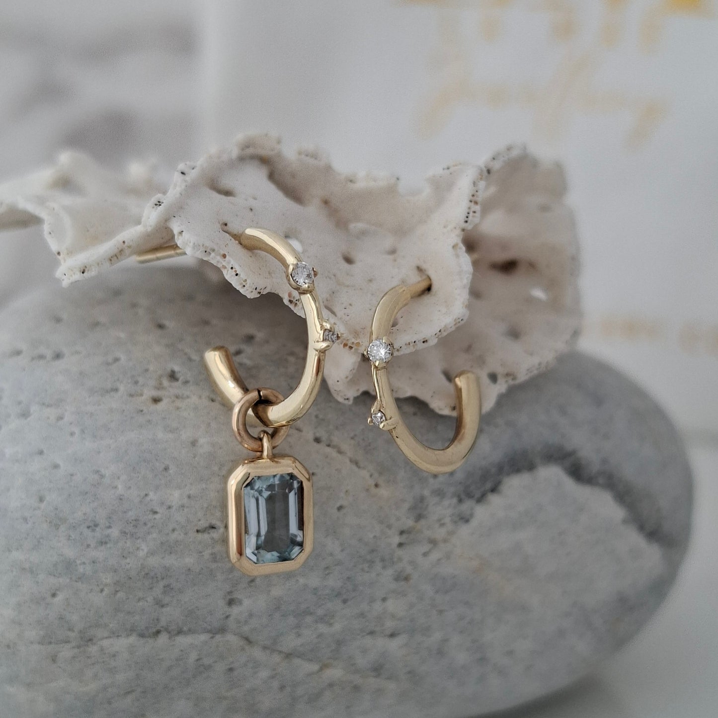 9ct Gold Topaz Earring Charms for Hoops