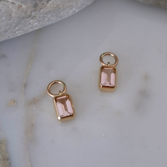 9ct Gold Morganite Nano Hoop Earring Charms