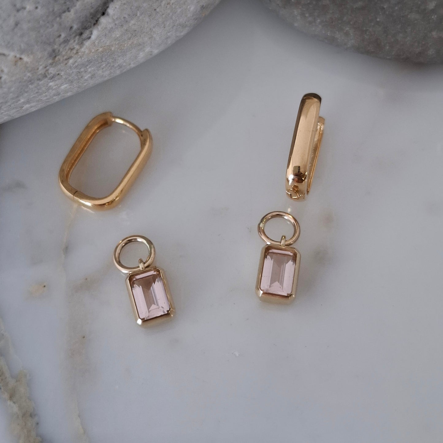 Pastel Gem Paradise - Blue Topaz, Morganite & Presiolite Gem Charms for Hoop Earrings