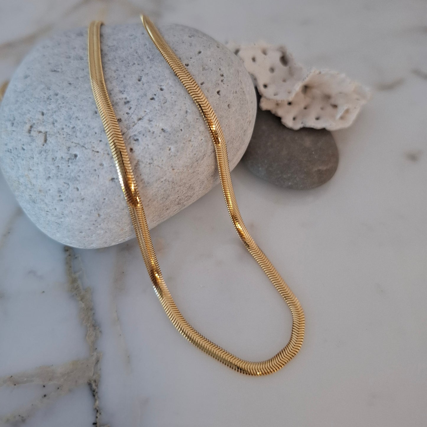 Thick 9ct Gold Flat Snake Bracelet