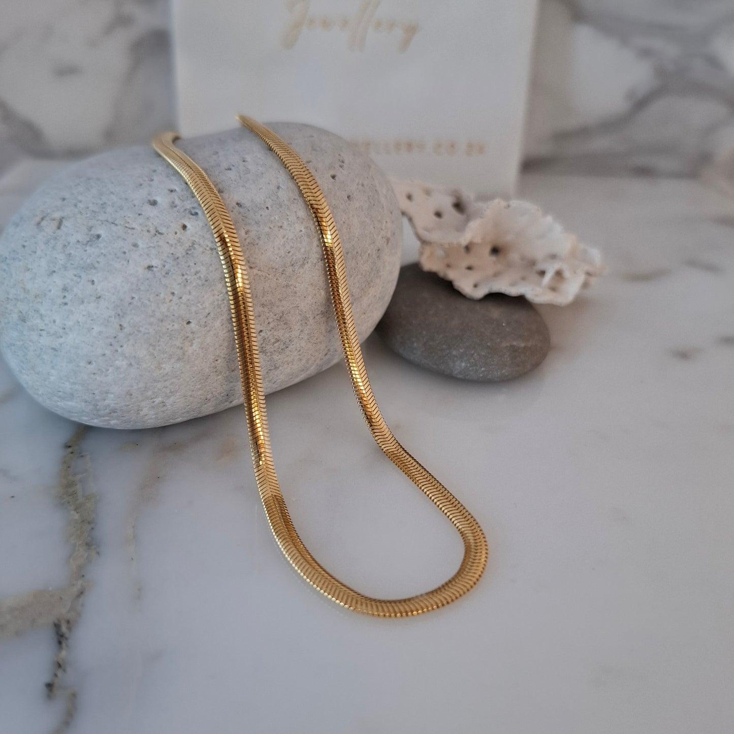 Thick 9ct Gold Flat Snake Bracelet