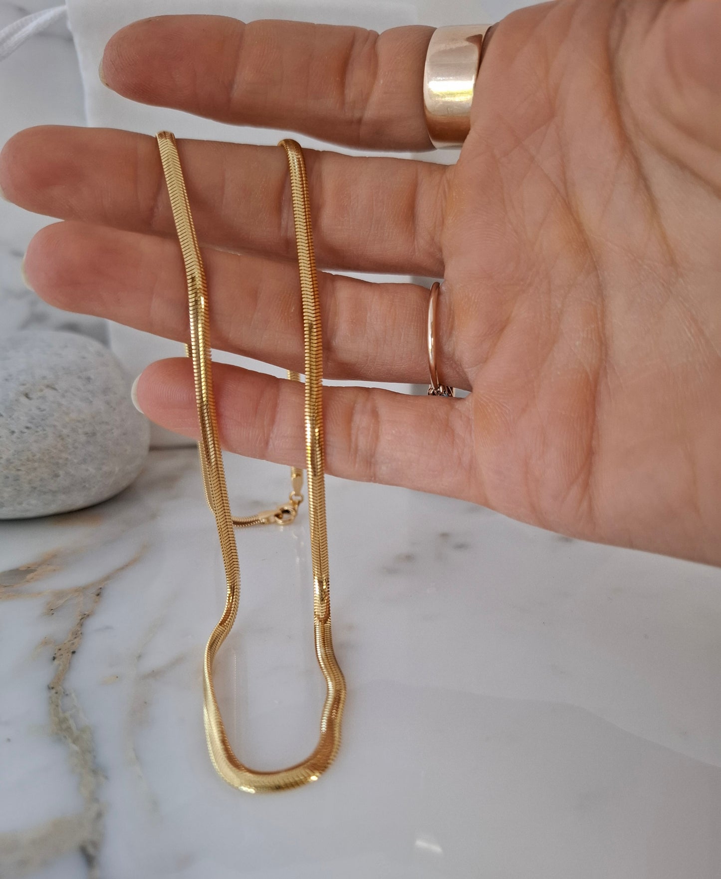 Thick 9ct Gold Flat Snake Bracelet