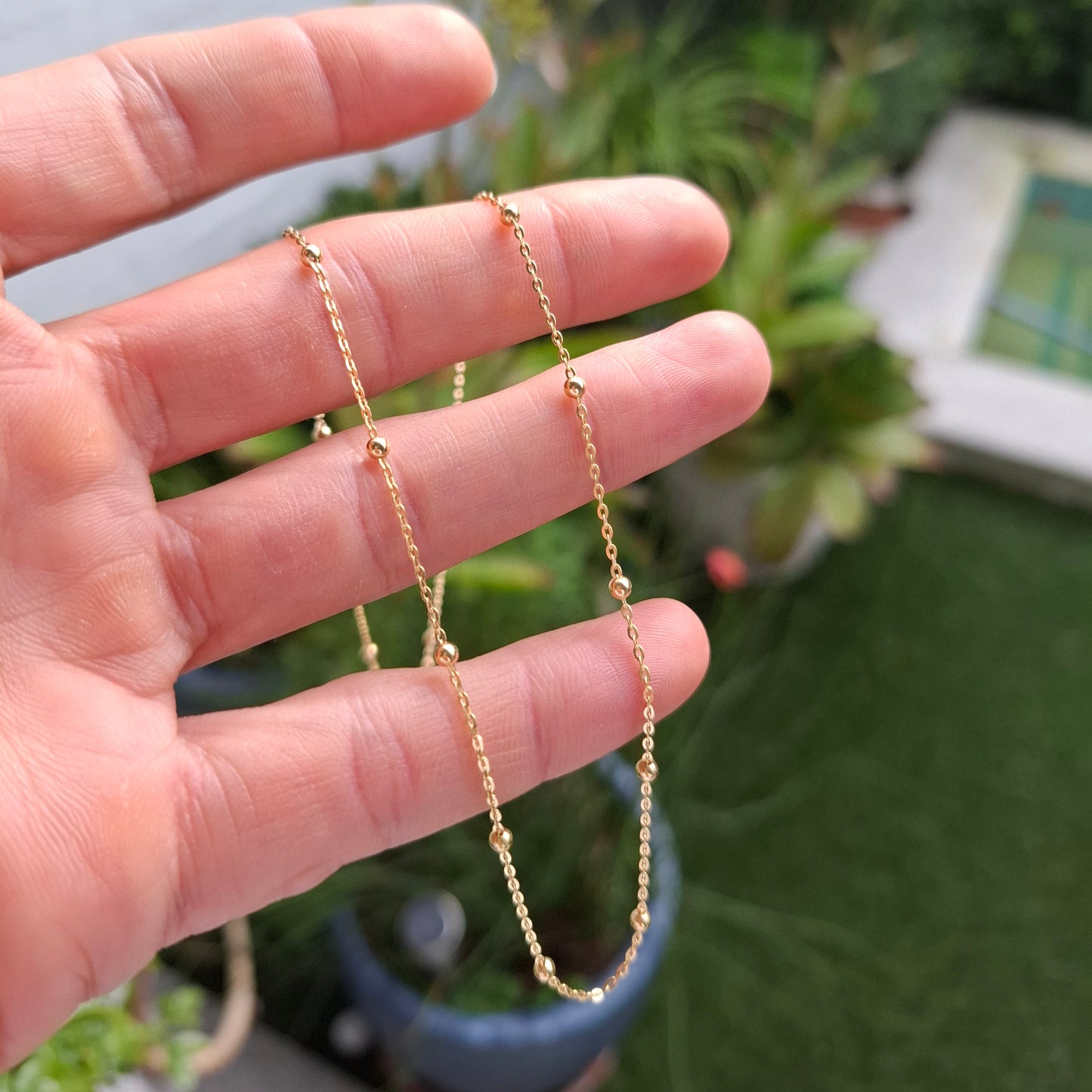Delicate 9ct Gold Beaded Chain