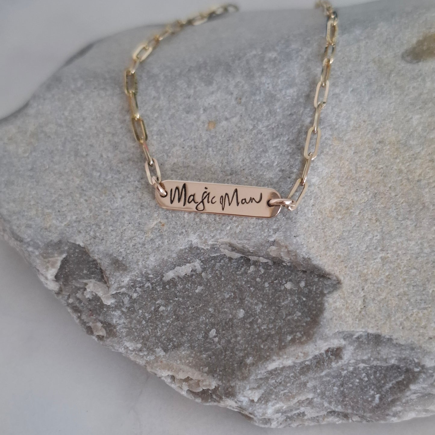Engraved 9ct Gold or Sterling Silver Paperclip Necklace