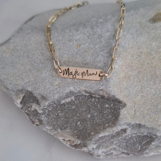 Engraved 9ct Gold or Sterling Silver Paperclip Necklace