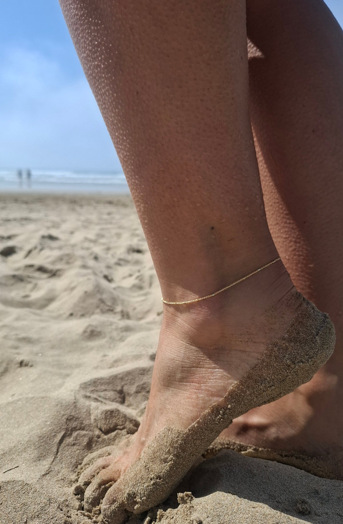 Delicate Square Beaded Anklet and Bracelet Chain - Sterling Silver
