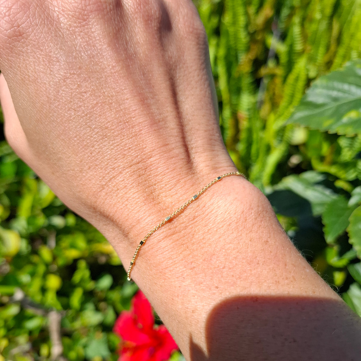 Delicate Square Beaded Anklet and Bracelet Chain - Sterling Silver