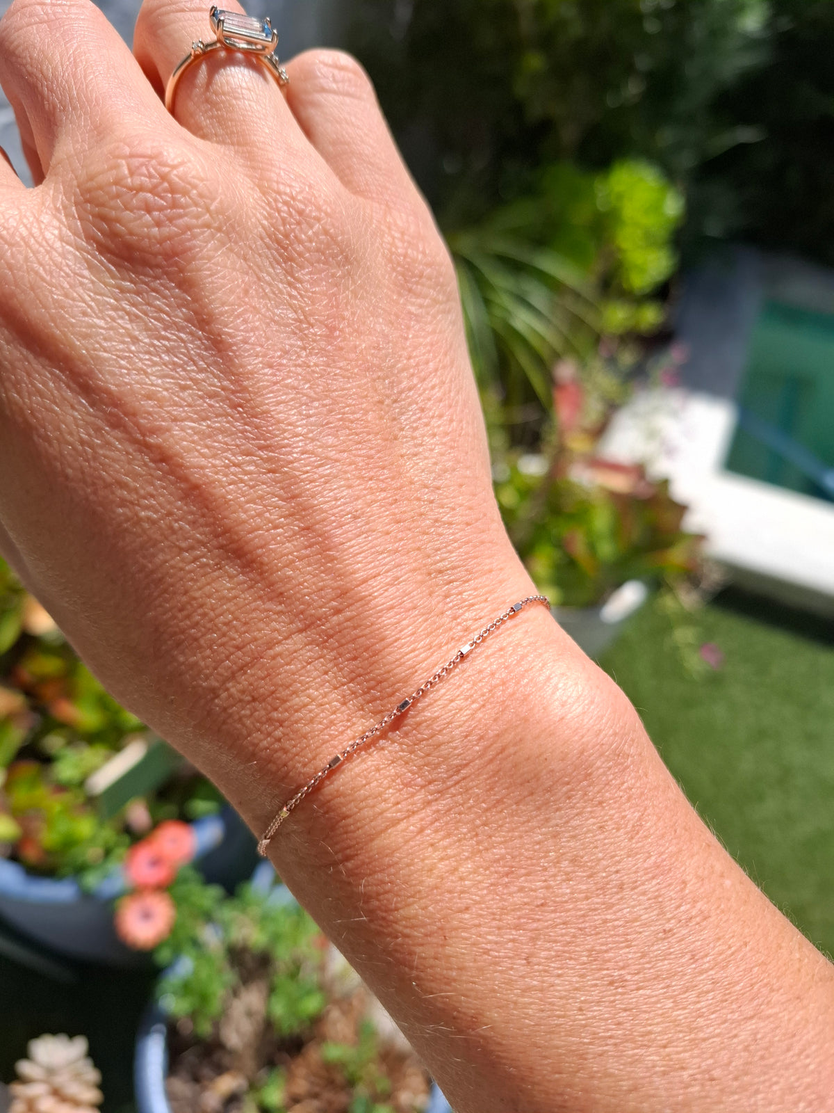 Delicate Square Beaded Anklet and Bracelet Chain - Sterling Silver
