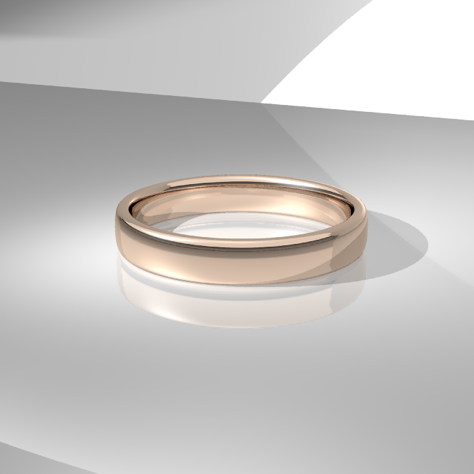 Classic Gents Gold Wedding Band 4mm Wide Slightly Rounded and Comfort Fit