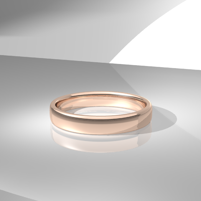 Classic Gents Gold Wedding Band 4mm Wide Slightly Rounded and Comfort Fit