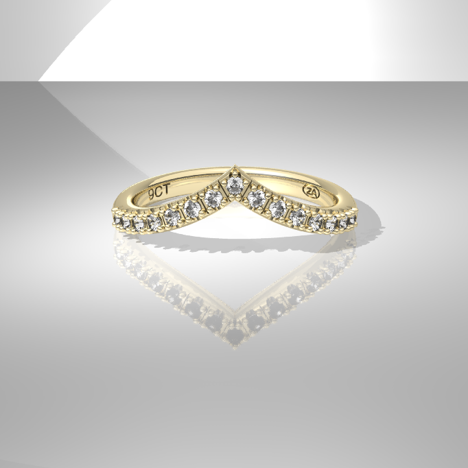 9ct Gold Diamond Wishbone Band
