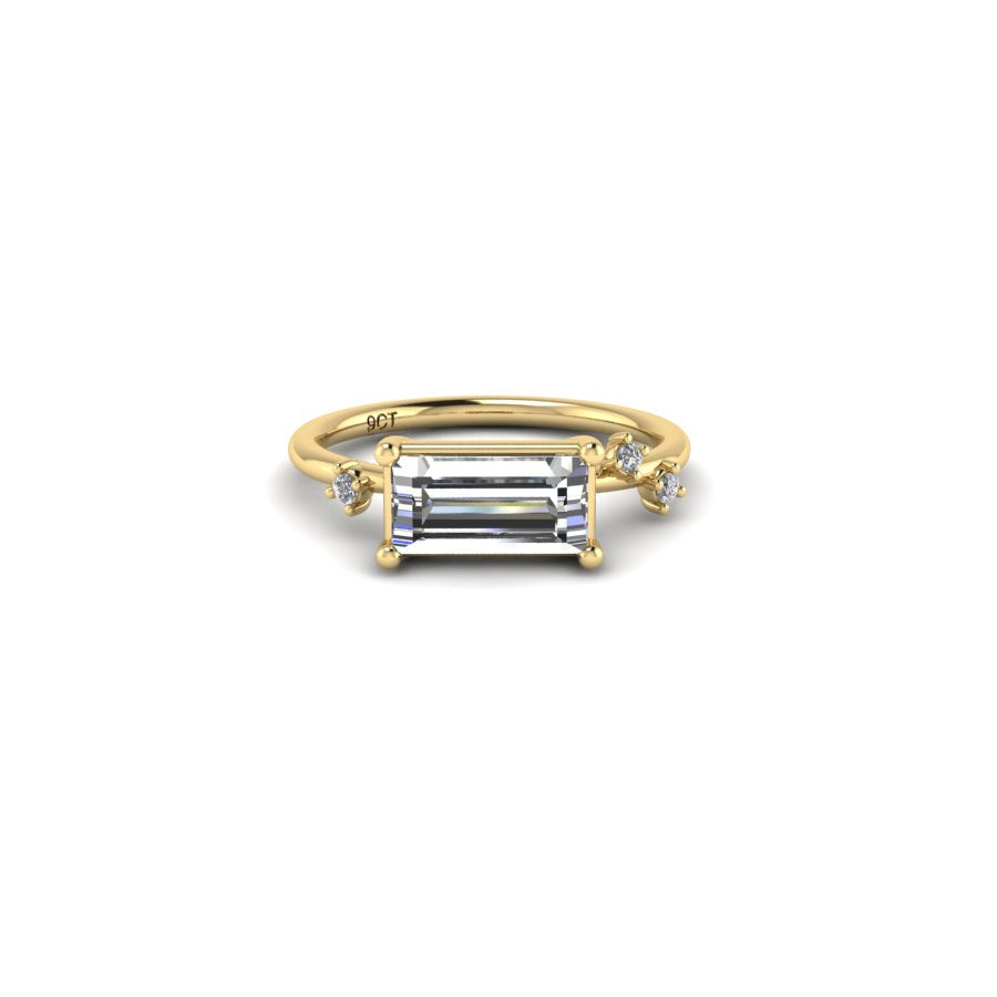 Glisten Lilac Baguette Amethyst & Gold Diamond Ring