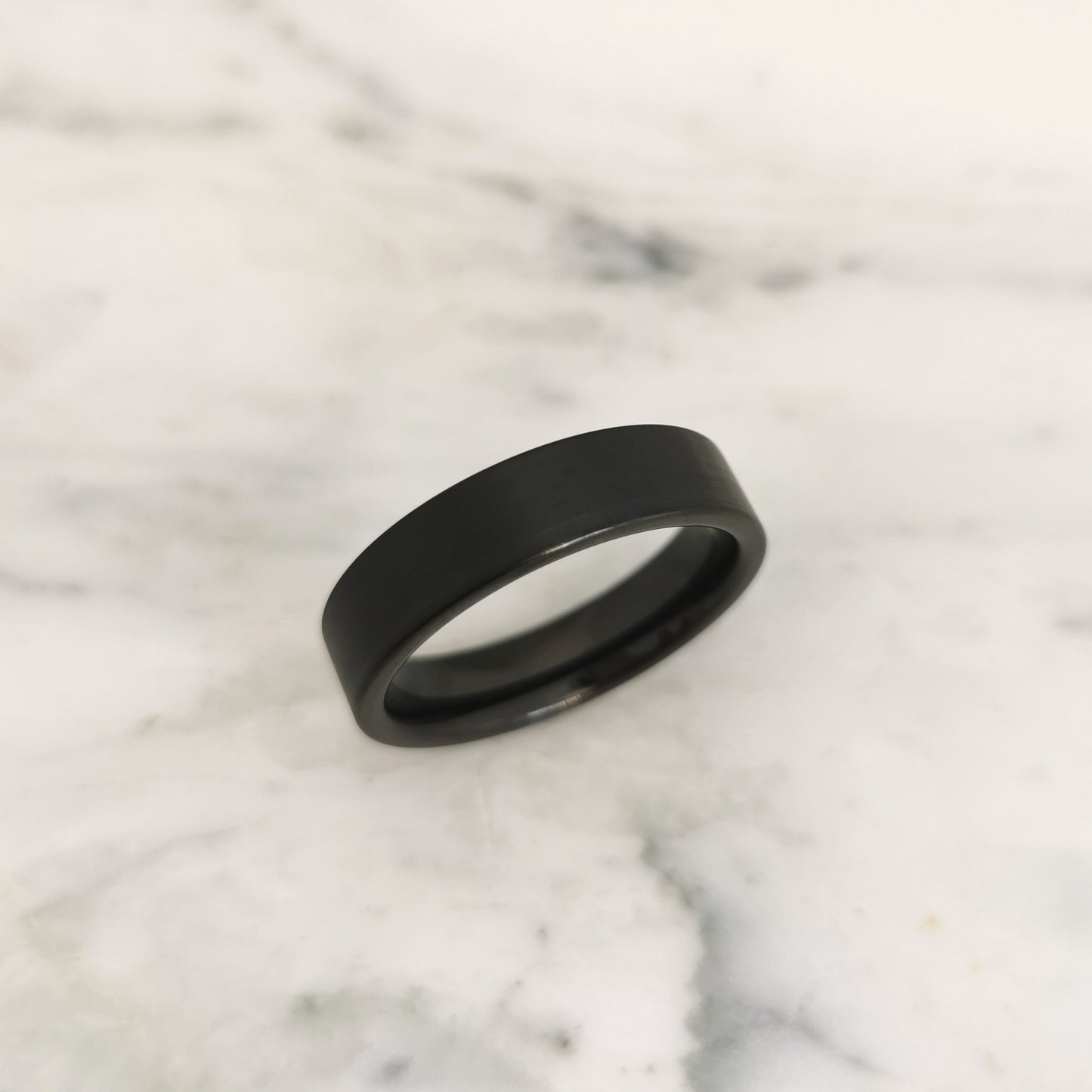 6mm Wide Flat Matt Black Tungsten Ring