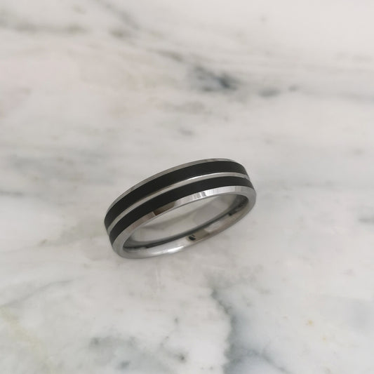 6mm Matt Black Tungsten Ring with Polished Stripe in the Centre
