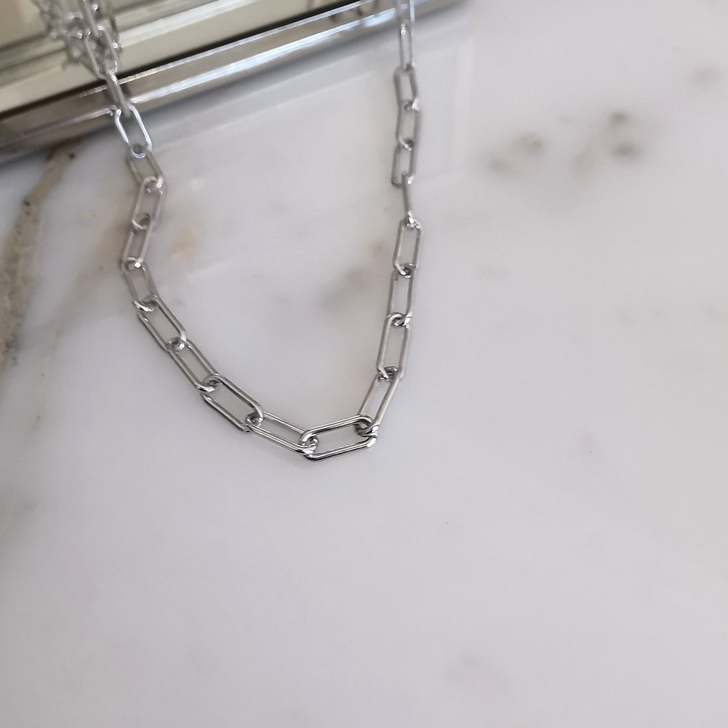 Silver Wire Paperclip Statement Necklace
