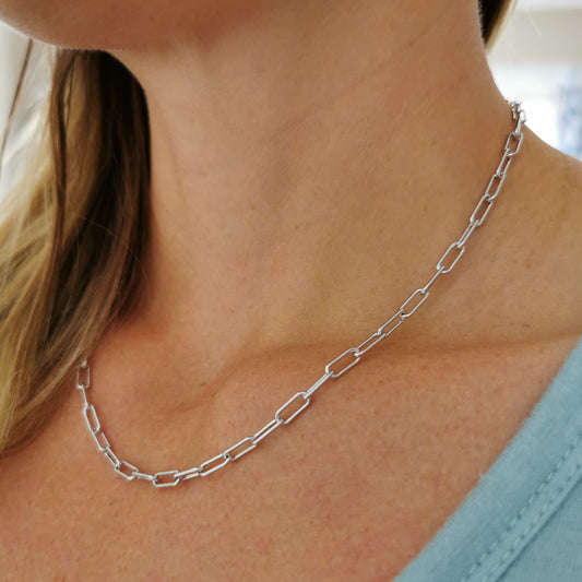 Silver Wire Paperclip Statement Necklace