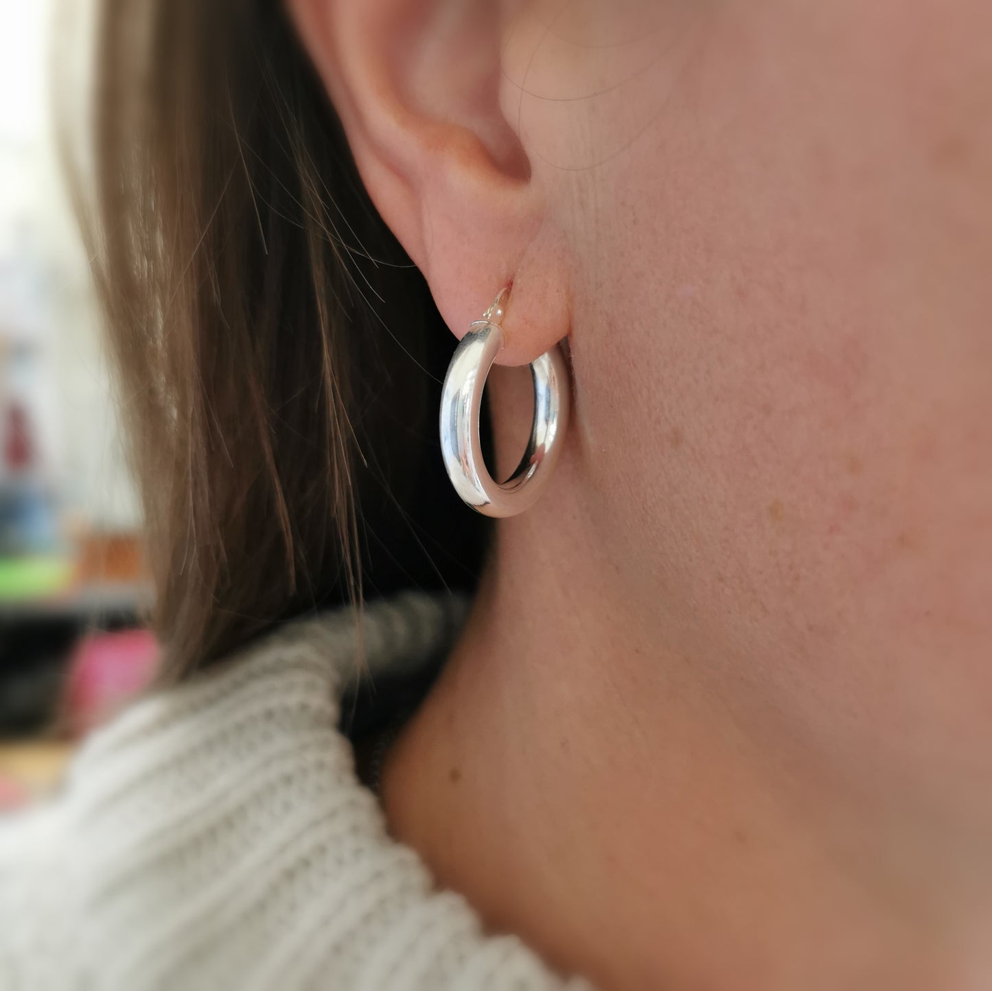 Solid Silver Hoop Earrings