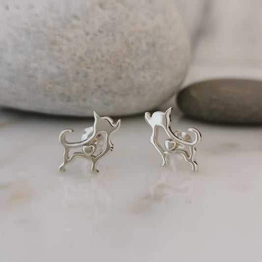 Cheeky Chihuahua Sterling Silver Studs
