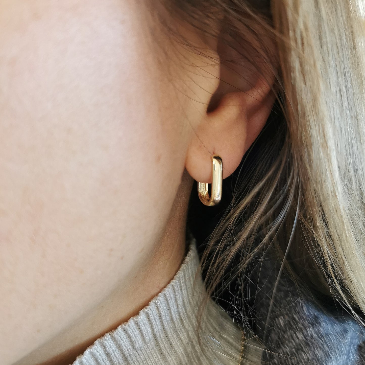 Gold Rectangular Huggie Earrings