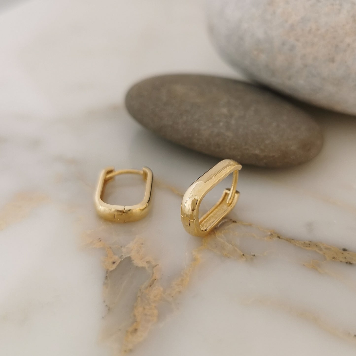 Gold Rectangular Huggie Earrings