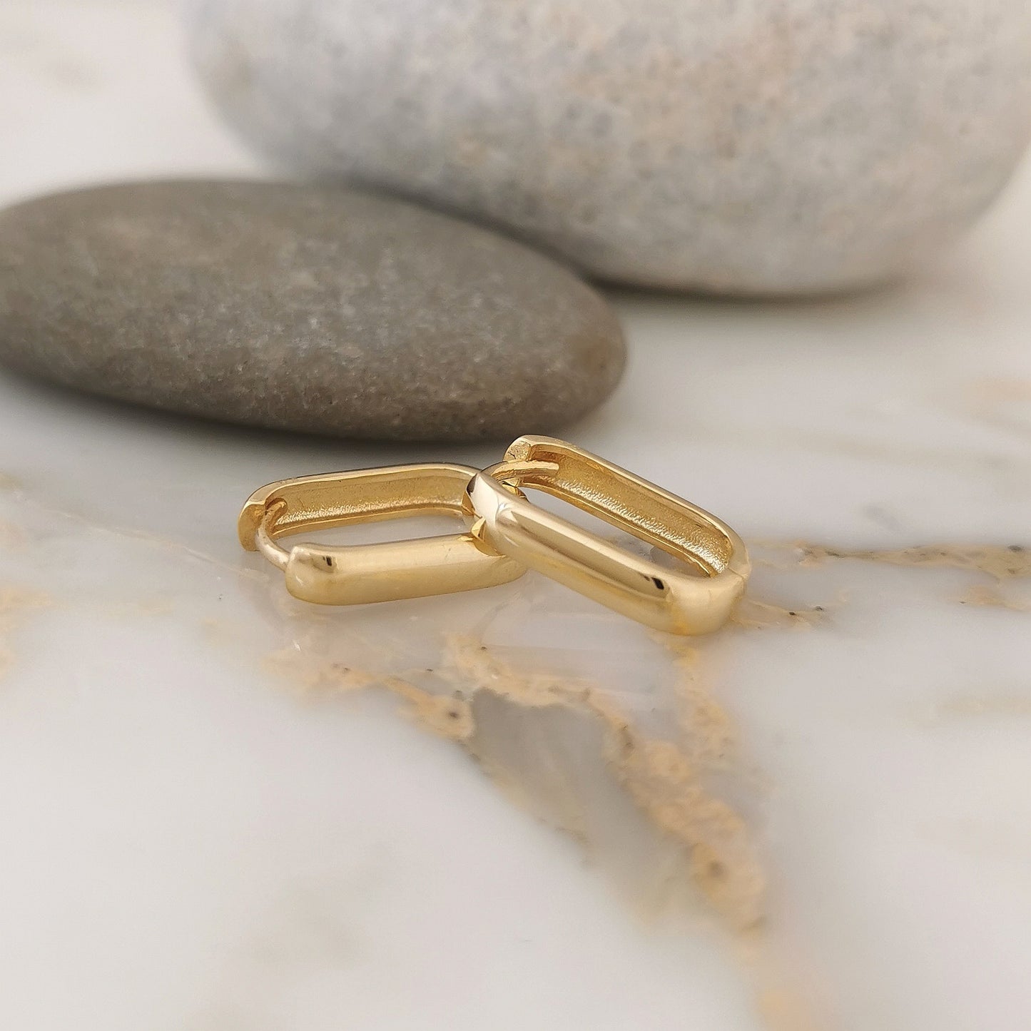 Gold Rectangular Huggie Earrings