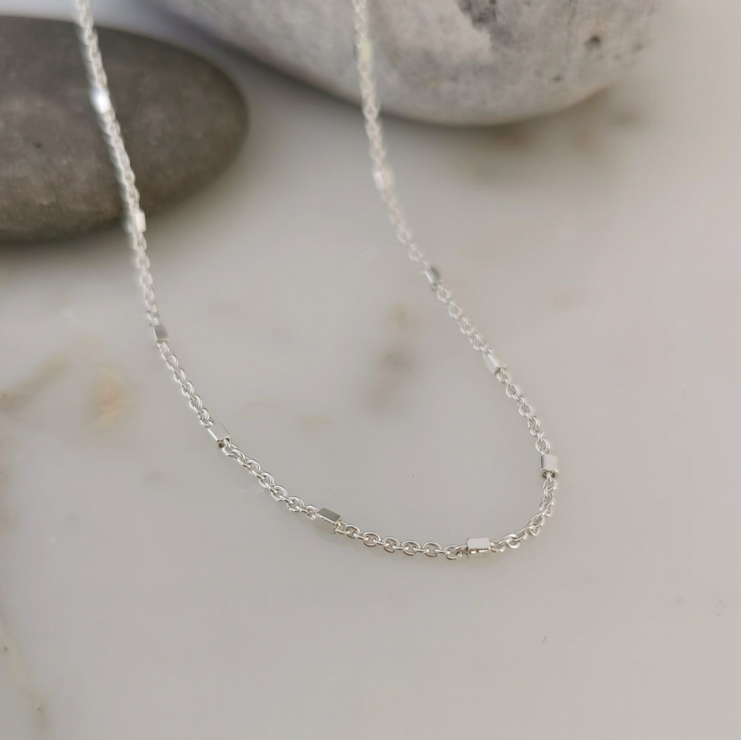 Tiny Tube Sterling Silver Chain