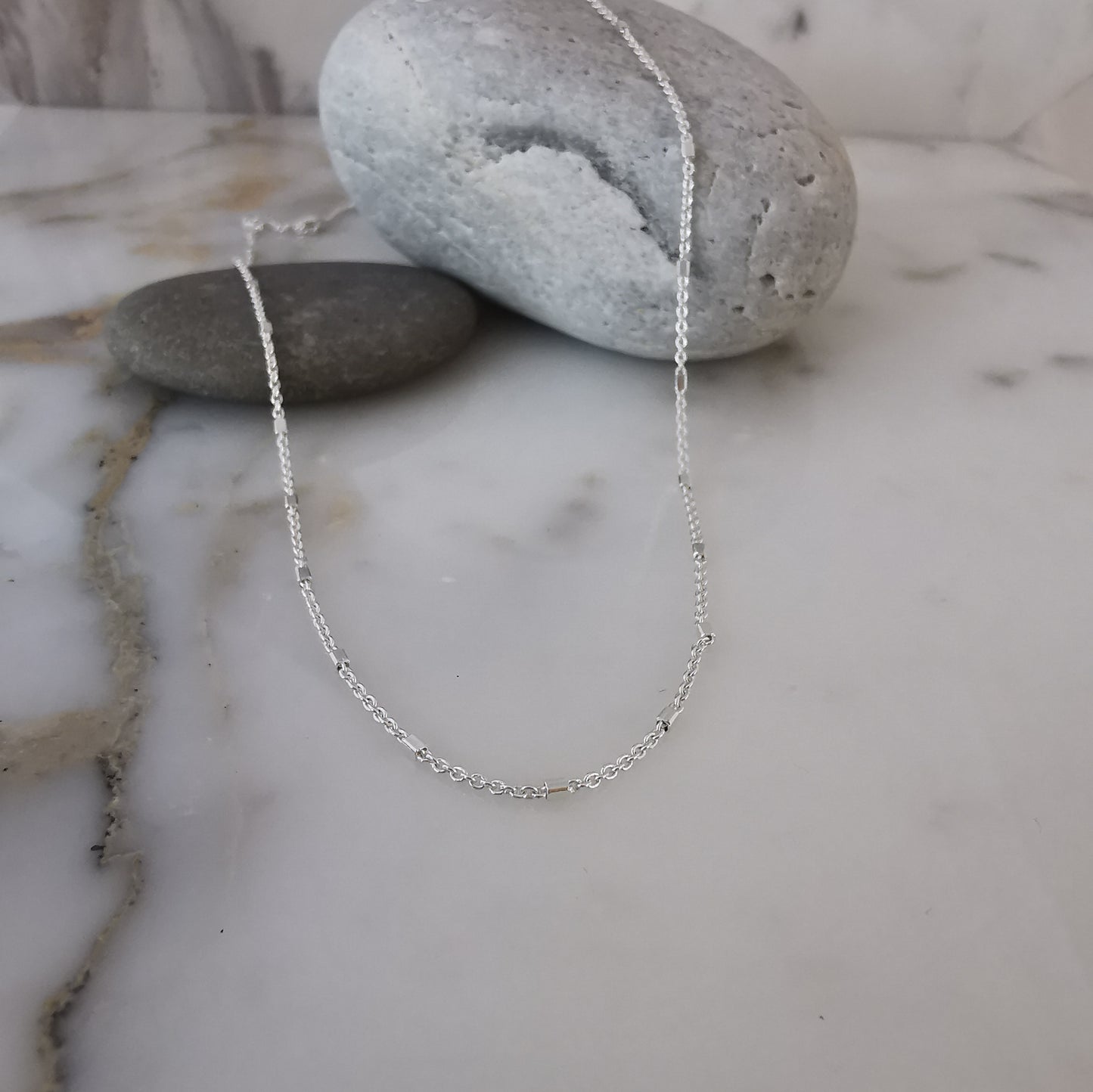 Tiny Tube Sterling Silver Chain