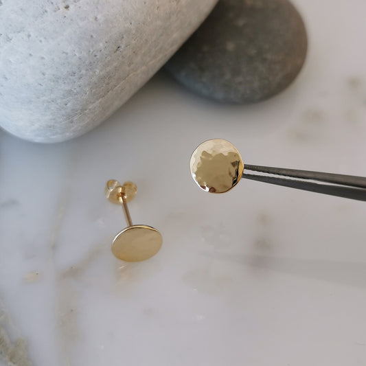 The Kathleen Studs - Hammered Gold Circle Studs