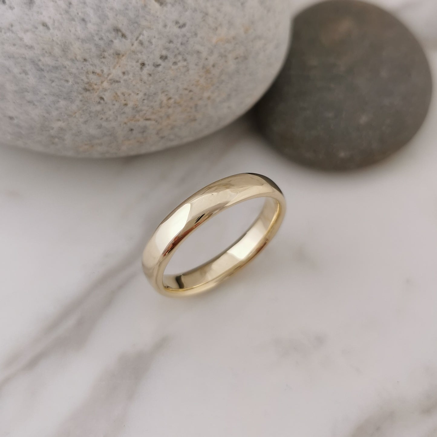 Classic Gents Gold Wedding Band 4mm Wide Slightly Rounded and Comfort Fit