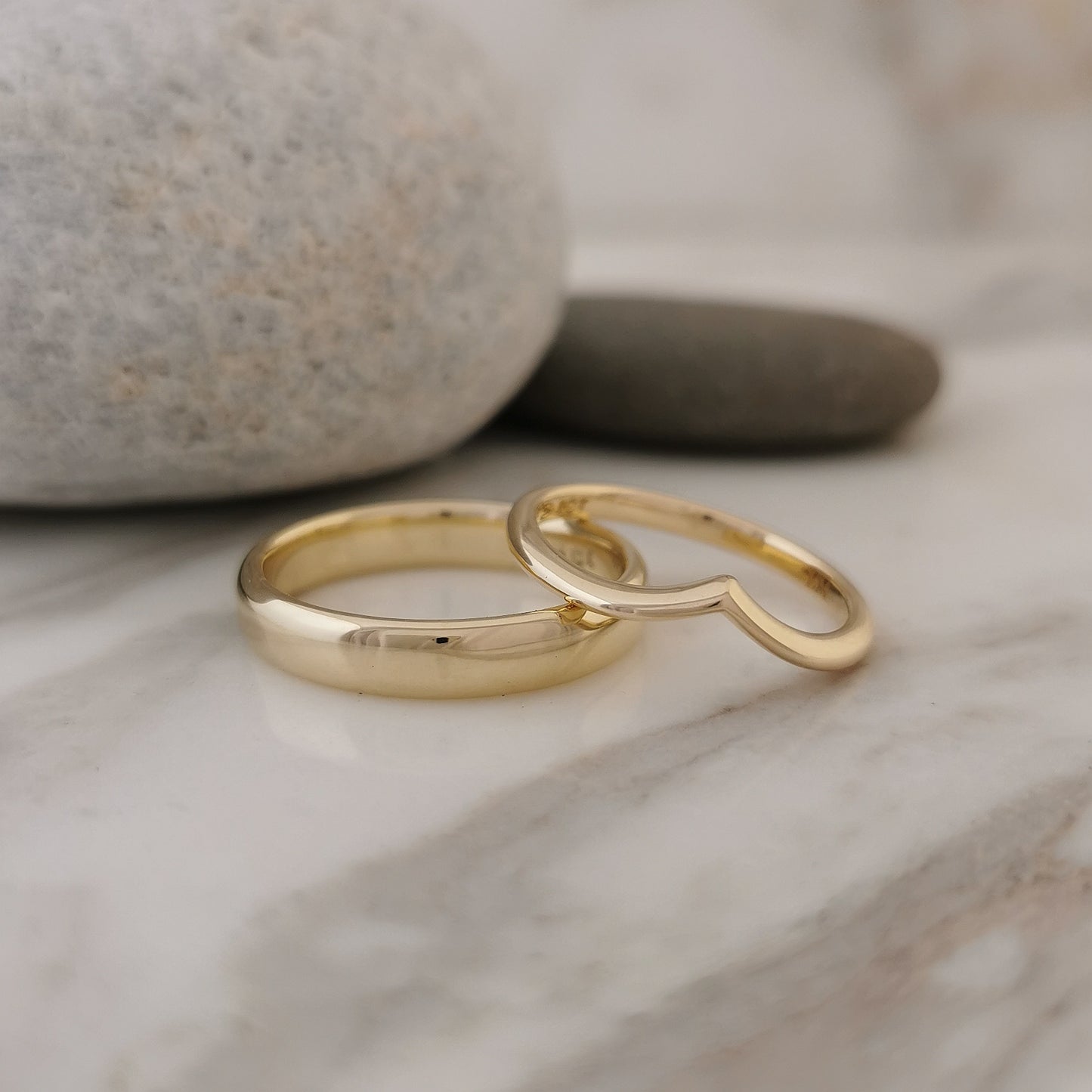 Classic Gents Gold Wedding Band 4mm Wide Slightly Rounded and Comfort Fit