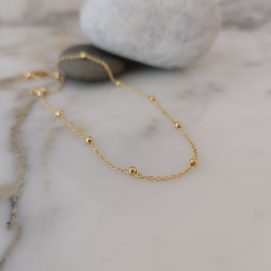 Dainty 9ct Gold Beaded Anklet or Bracelet