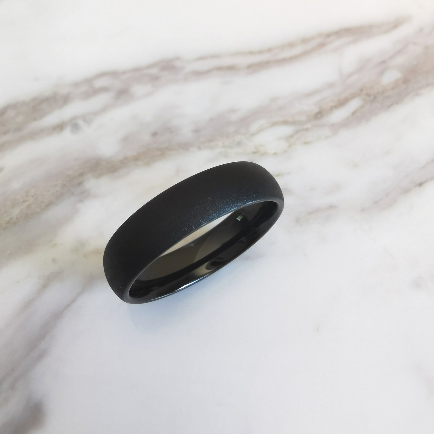 6mm Wide Rounded Matt Black Tungsten Ring