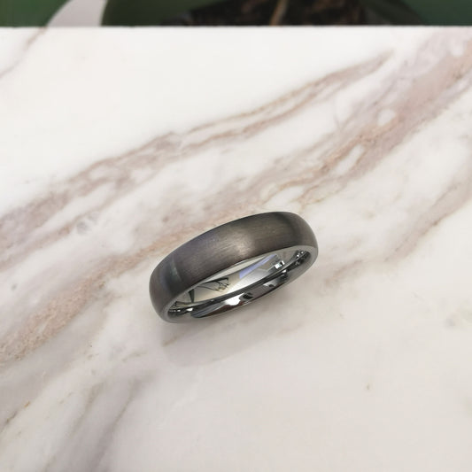 6mm Wide Matt Tungsten Ring with Polished Interior