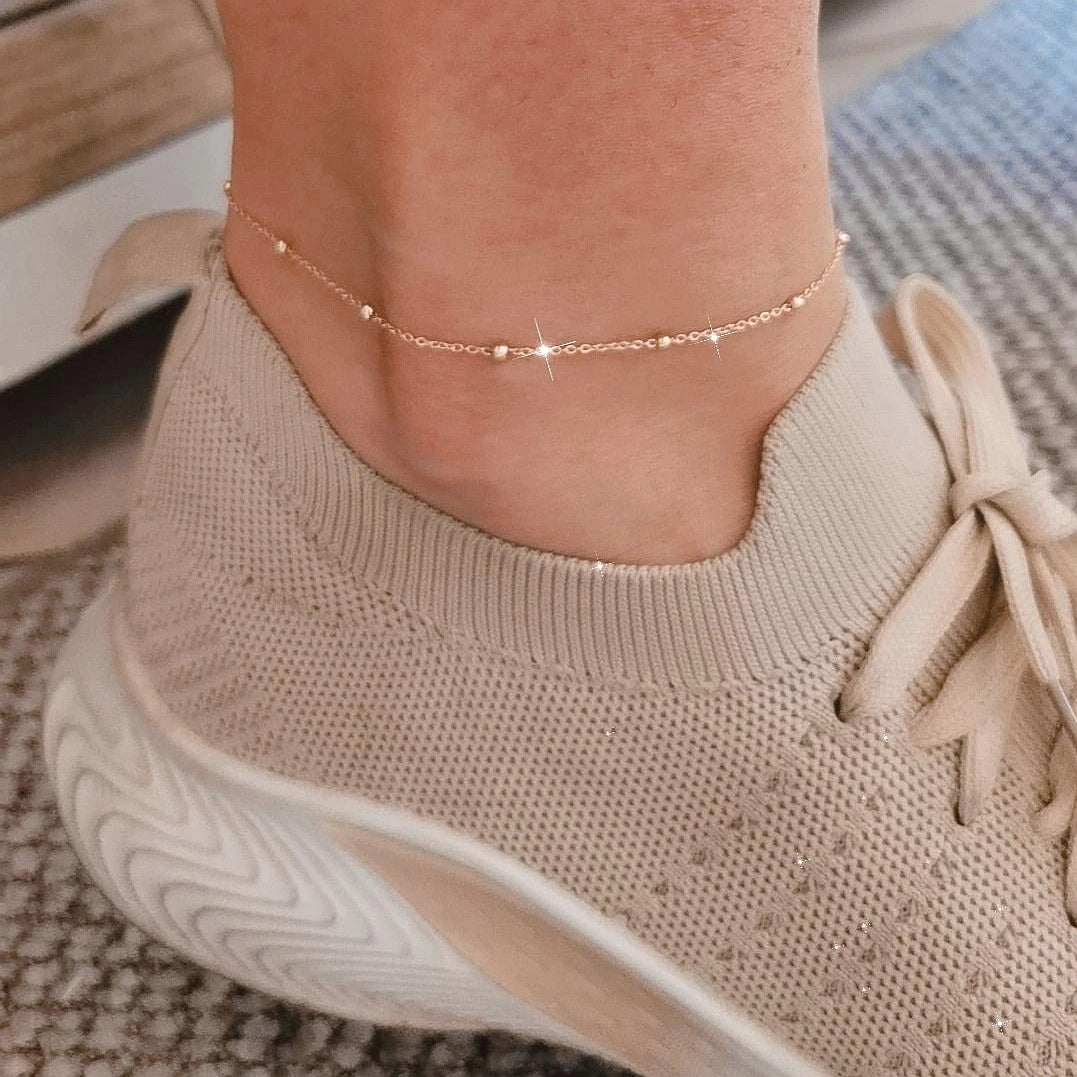 Dainty 9ct Gold Beaded Anklet or Bracelet