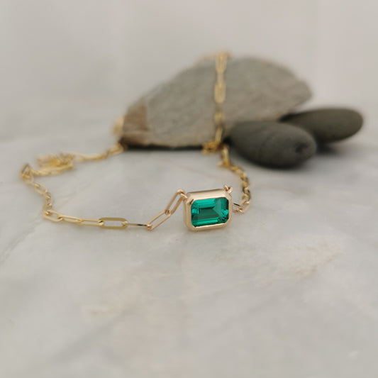 Carmen - Paperclip Emerald Necklace