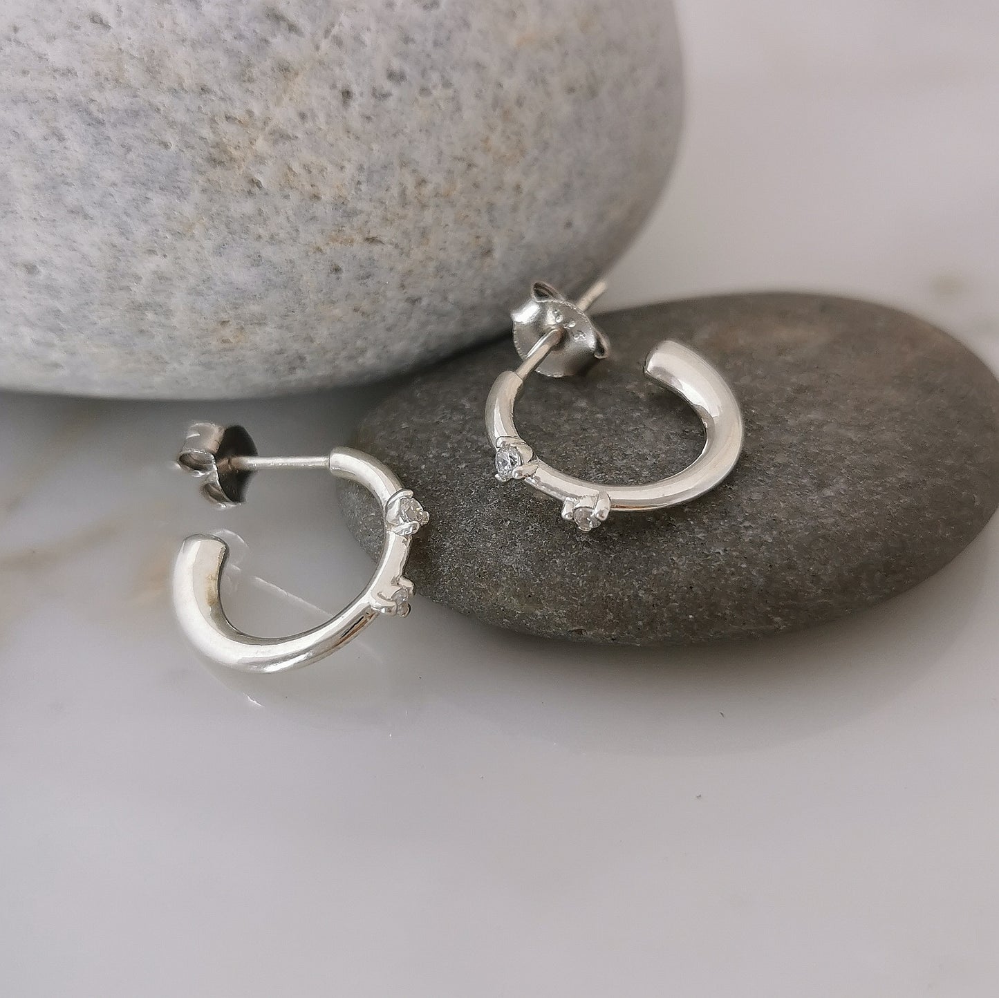 Unique 9ct Gold and Diamond Hoops