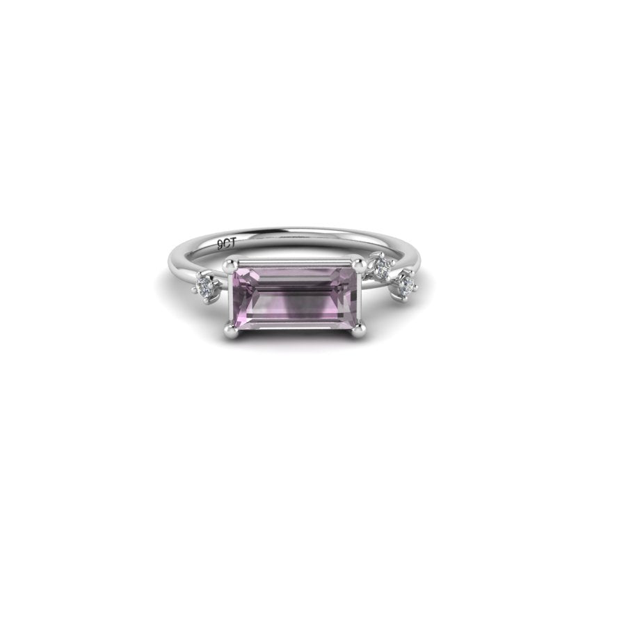 Glisten Lilac Baguette Amethyst & Gold Diamond Ring