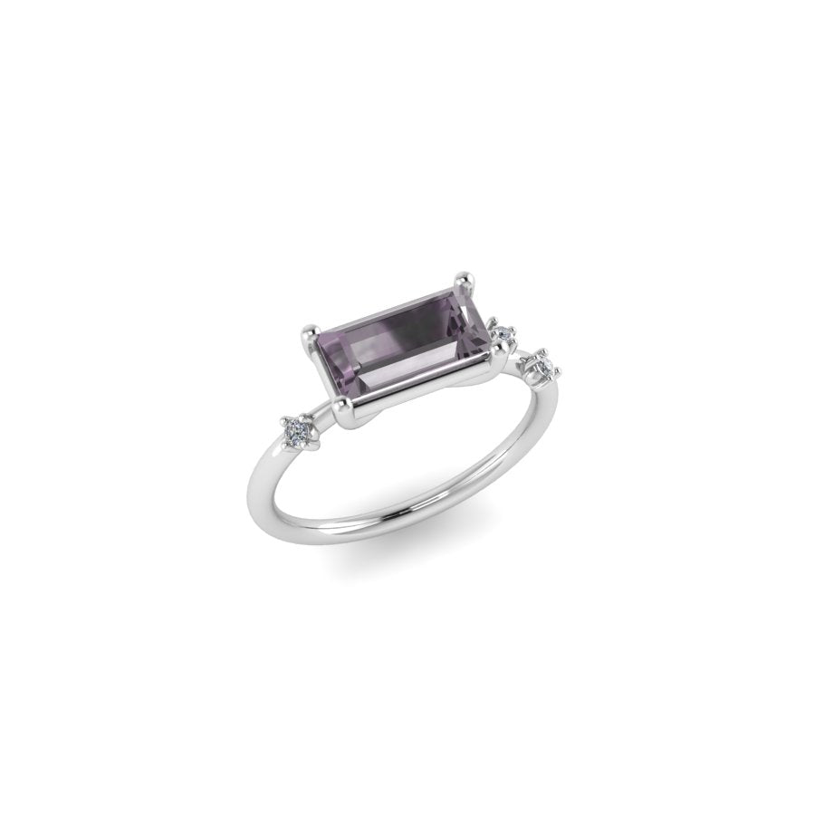 Glisten Lilac Baguette Amethyst & Gold Diamond Ring
